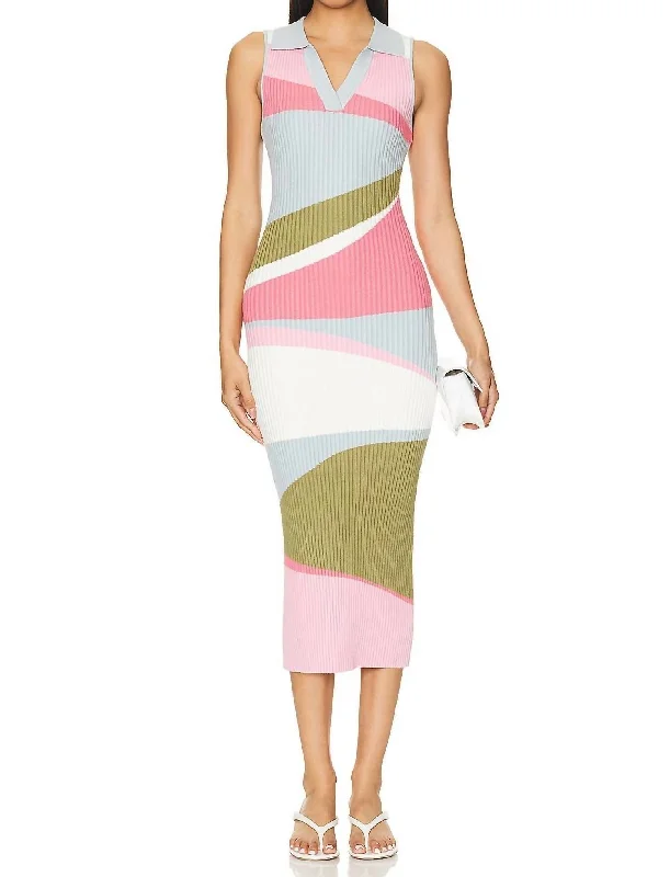 Women's Outerwear Clothing Effortless Sophistication Danica Midi Dress In Multi Abstract