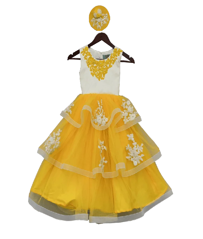 Women's Office Outfit Weekend Special Pre-Order: Yellow Net Gown