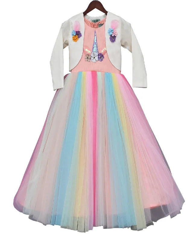 Women's Romantic Outfit Disco - Inspired Retro Dance Look Pre-Order: Multi Colour Unicorn Gown