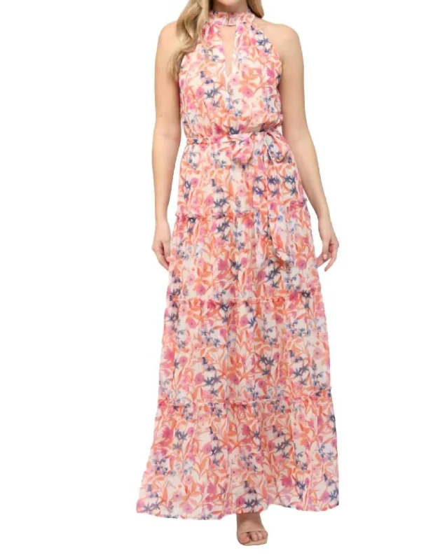 Women's Seasonal Garments Graceful Drape Dominique Maxi Dress In Pink