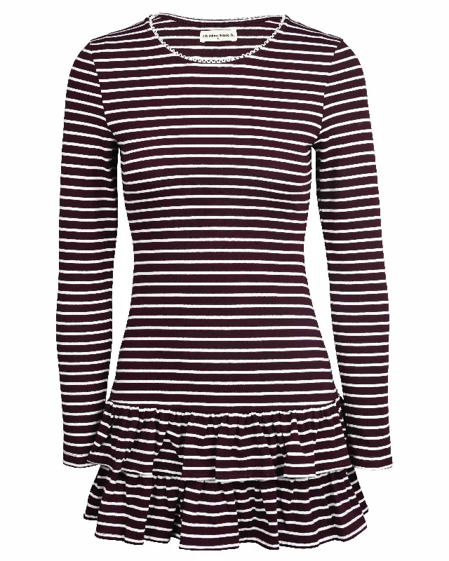 Women's Resort Attire Urban Sophistication Long Sleeve Layer Dress - Dirt Stripe