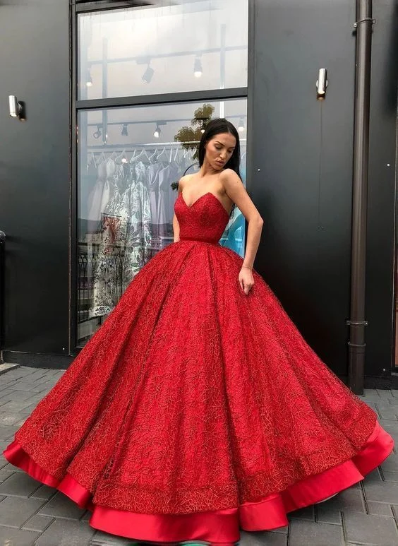 Women's Evening Apparel Great Deals On Ethnic Cultural Wear Sparkly Ball Gown Burgundy Strapless Sweetheart Prom Dresses, Long Quinceanera Dresses    cg19093