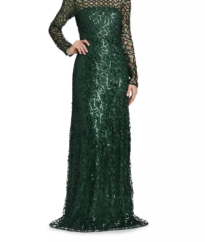 Fashion-Forward Women's Clothing Luxury Style Aimee Long Sleeve Long Dress In Deep Emerald