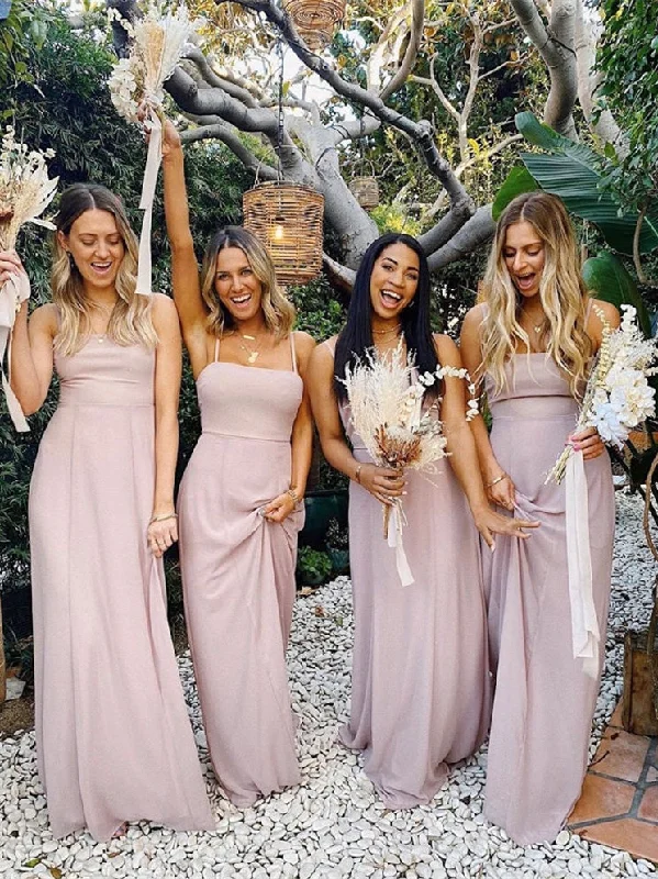 Women's Cozy Clothes Contemporary Elegance Newest A-line Chiffon Long Bridesmaid Dresses, Popular Bridesmaid Dresses, 2022 Bridesmaid Dresses