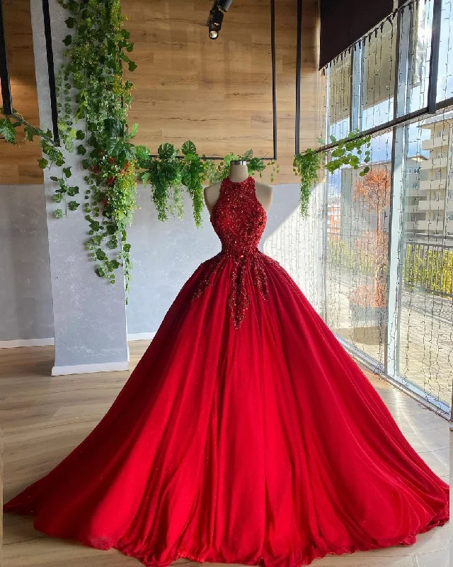 Women's Vacation Outfit Set Minimalist Office - Ready Style red A line prom dress ball gown evening dress    cg19585