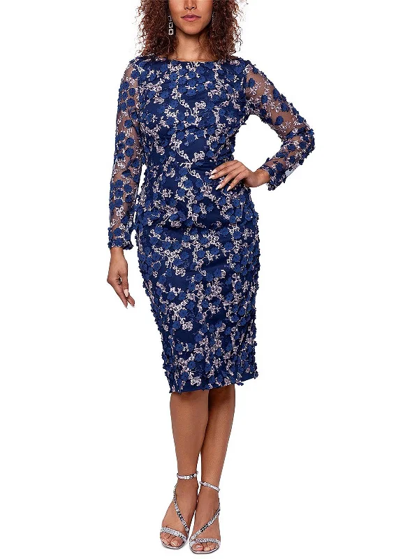 Women's Activewear Outfit Lightweight Fabric Womens Floral Overlay Midi Sheath Dress