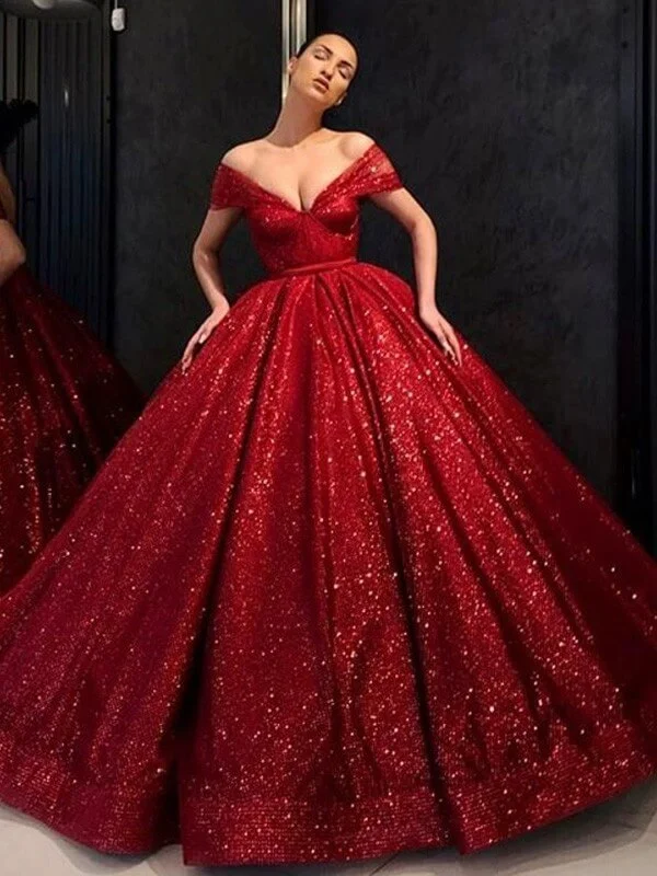 Affordable Women's Garments Feminine Grace Floor-Length 2025 Ball Gown Off the Shoulder Plus Size Burgundy Quince Dresses