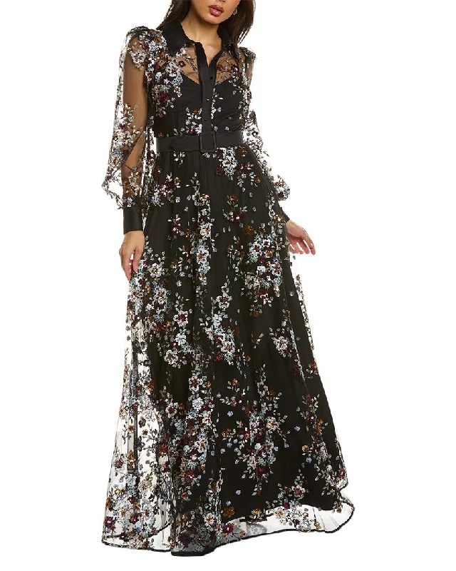 Women's Layered Outfit Effortless Sophistication Badgley Mischka Floral Embellished Gown