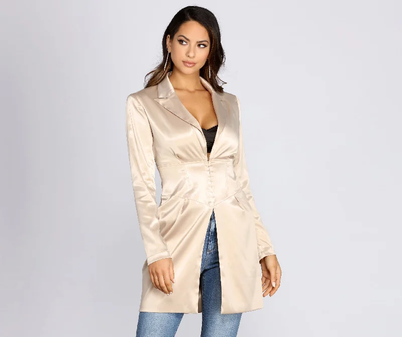 Women's Athletic Apparel Formal Outfit Ever So Chic Satin Trench