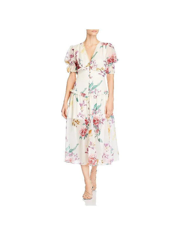 Timeless Women's Clothes Cottagecore Rustic Charm Style About Us Womens Floral Daytime Midi Dress