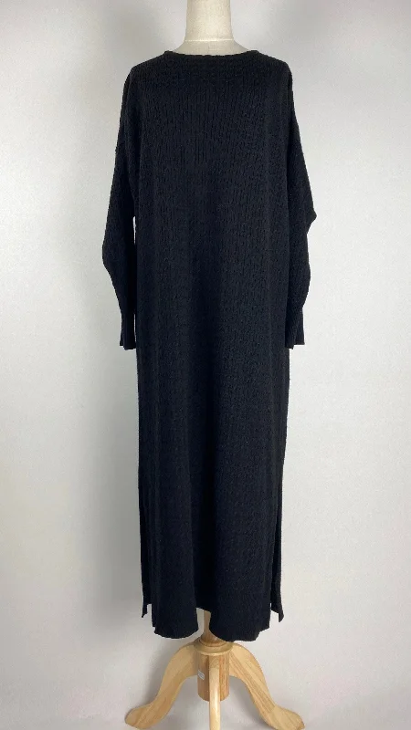 Women's Casual Outfit Lightweight Fabric Long Sleeve Knit Maxi Sweater Dress, Black