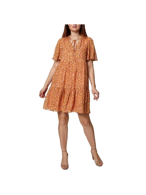 Women's Loungewear Clothes Classic Charm Womens Floral Flutter Sleeves Fit & Flare Dress