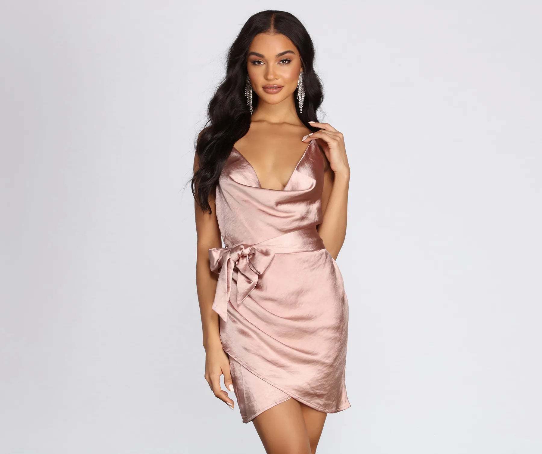 Women's Casual Wear Clothes Feminine Flow Wrapped In Satin Mini Dress