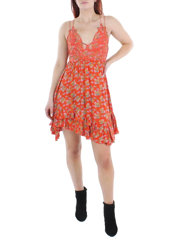 Women's Evening Apparel Now On Sale For Chic Urban Styles Adella Womens Floral Ruffled Mini Dress