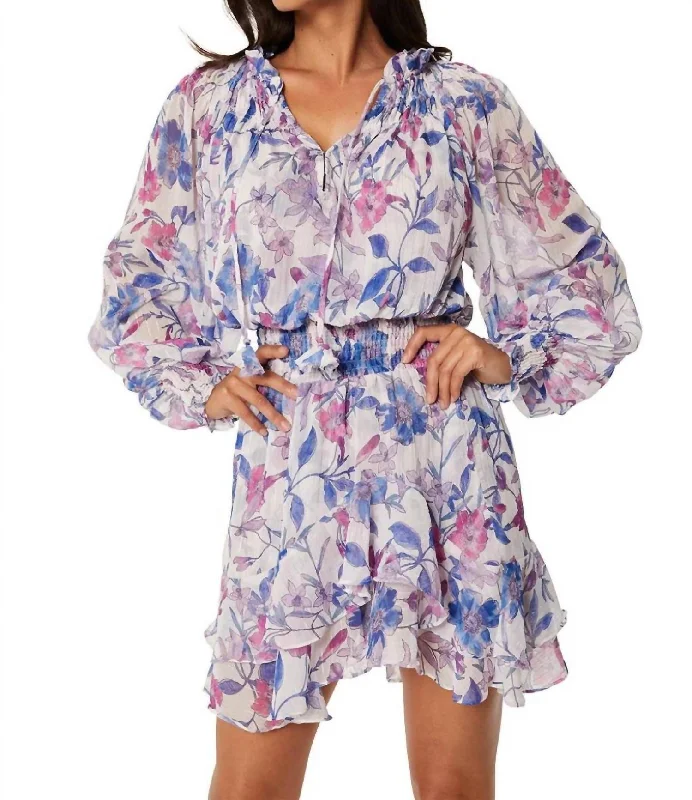 Women's Chic Outerwear Garments Hollywood Glam Award - Show Style Almaha Dress in Amethyst Floral