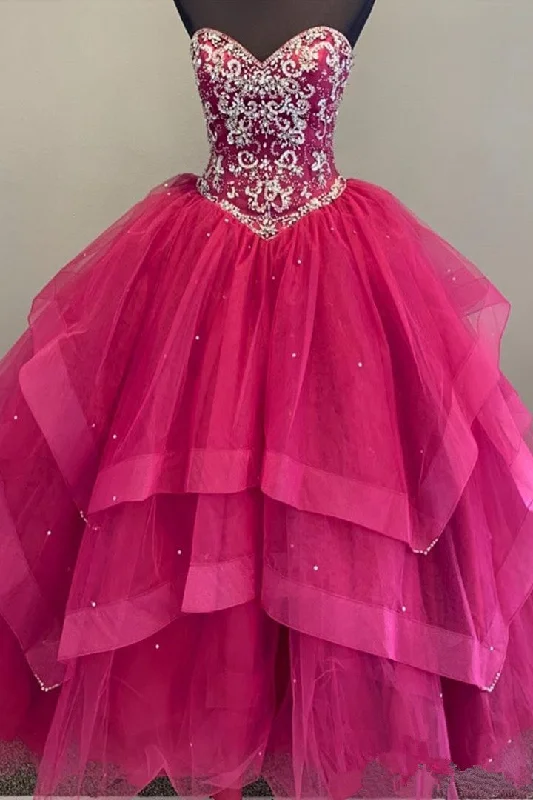 Women's Everyday Attire Dreamy Aesthetic Beaded Sweet 16 Ball Gown Quinceanera Dress Prom Dress Formal Gown    cg19401