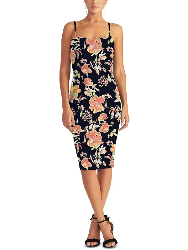 Women's Plus-Size Apparel Vintage Charm Womens Floral Print Knee Length Sheath Dress