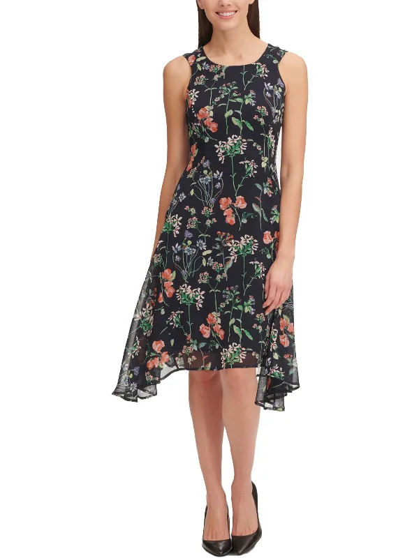 Women's Wedding Apparel Modern Glamour Womens Floral Hi-Low Midi Dress