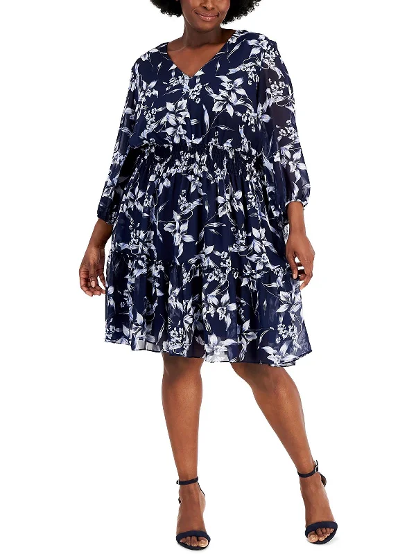 Women's Formal Apparel Save On Classic Elegant Styles Plus Womens Floral Print V Fit & Flare Dress