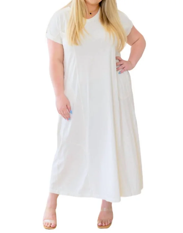 Women's High-Fashion Attire Dreamy Aesthetic Modern Maritime Shift Maxi Dress In White