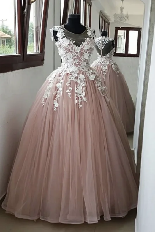 Women's Outerwear Apparel Weekend Special Pink lace long ball gown dress pink evening dress prom dress A line evening dress    cg19084