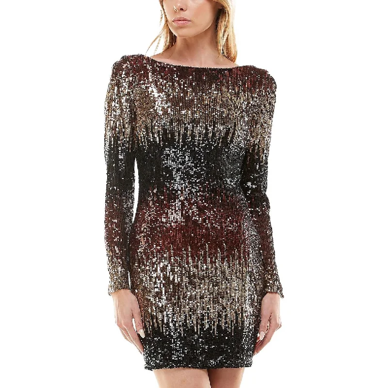 Women's Activewear Attire Modern Glamour B. Darlin Womens Juniors Sequined Mini Bodycon Dress