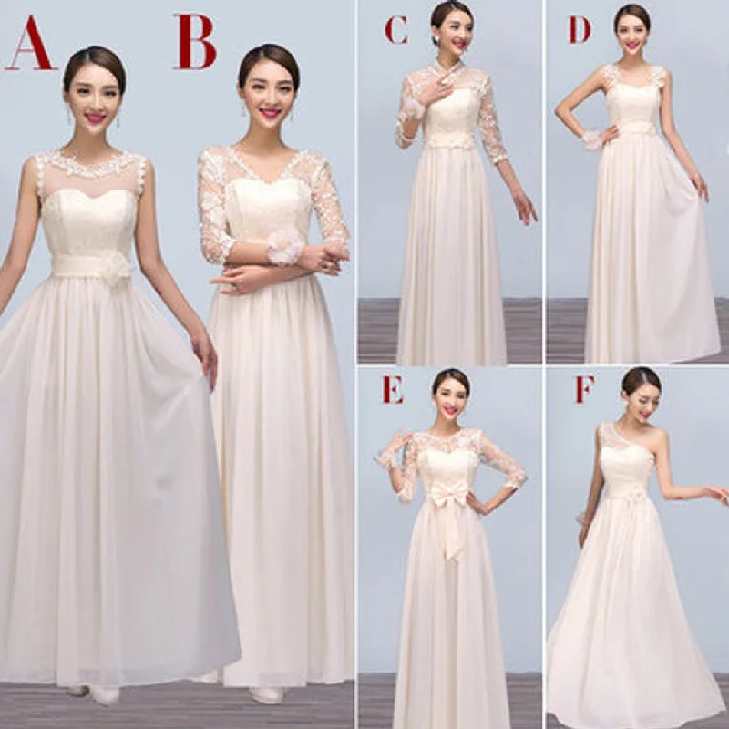 Women's Clothing For Travel Feminine Allure Mismatched Chiffon Lace Charming Long Different Styles Cheap Floor-Length Bridesmaid Dresses, WG121