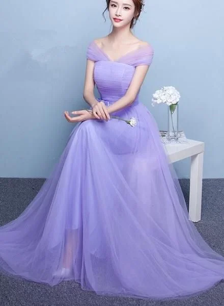 Women's High-Fashion Garments Effortless Sophistication Charming Light Purple Tulle Floor Length Gown, Party prom Dress 2019  cg4236