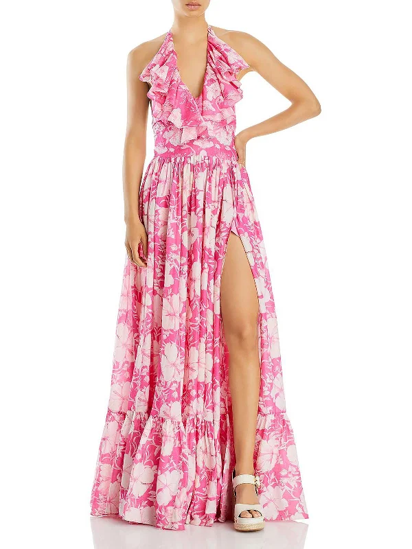 Women's Professional Attire Modern Glamour Marinette Womens Floral Maxi Halter Dress