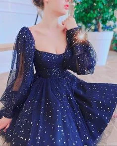 Women's Professional Clothes Grab Romantic Date - Night Styles Now A-Line Tulle Evening Dresses,Long Sleeves Princess Gown Homecoming Dress    cg18756