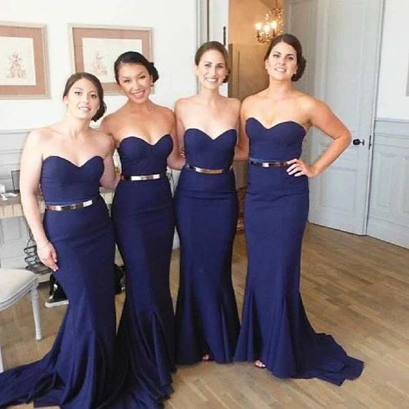 Affordable Women's Clothing Today Only Women Sexy Mermaid Sweet Heart Royal Blue Cheap Long Wedding Party Bridesmaid Dresses, WG106