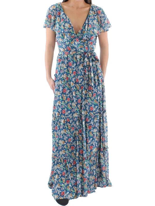 Women's Functional Outfit For Outdoor Activities Coastal Beach - Inspired Style Womens Floral Ruffled Maxi Dress