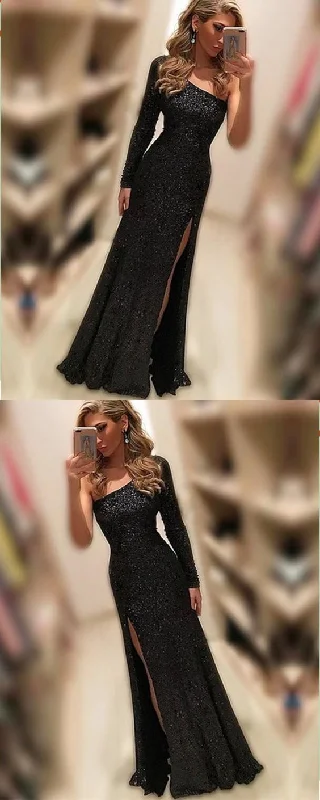 Women's Formal Apparel Grab Romantic Date - Night Styles Now Unique Prom Dress evening gown Black Sequins Dress   cg19102