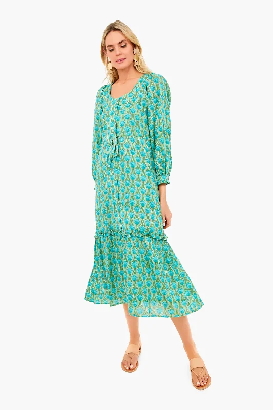 Affordable Trendy Clothes For Women Grab Romantic Date - Night Styles Now Frida Blue Green Lucy Long Sleeve Dress