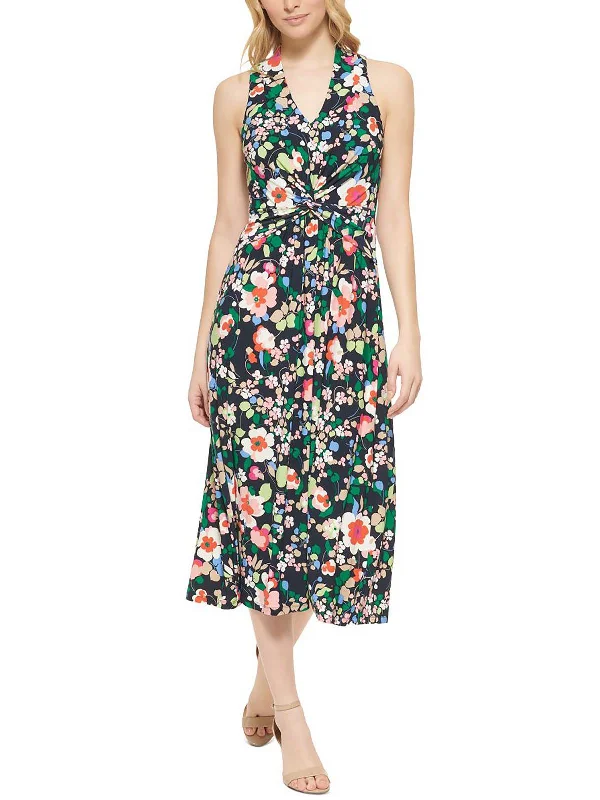 Casual Attire For Women Feminine Elegant Womens Floral Print Mid Calf Midi Dress