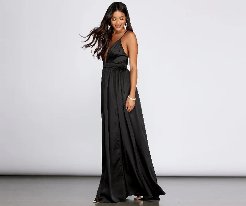 Women's Clothes And Apparel Classic Appeal Nerissa Pleated Satin Gown