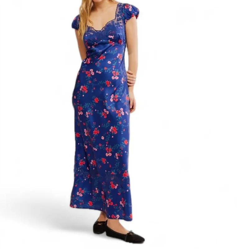 Women's Formal Event Outfit Effortless Style Butterfly Babe Midi Dress In Navy Combo