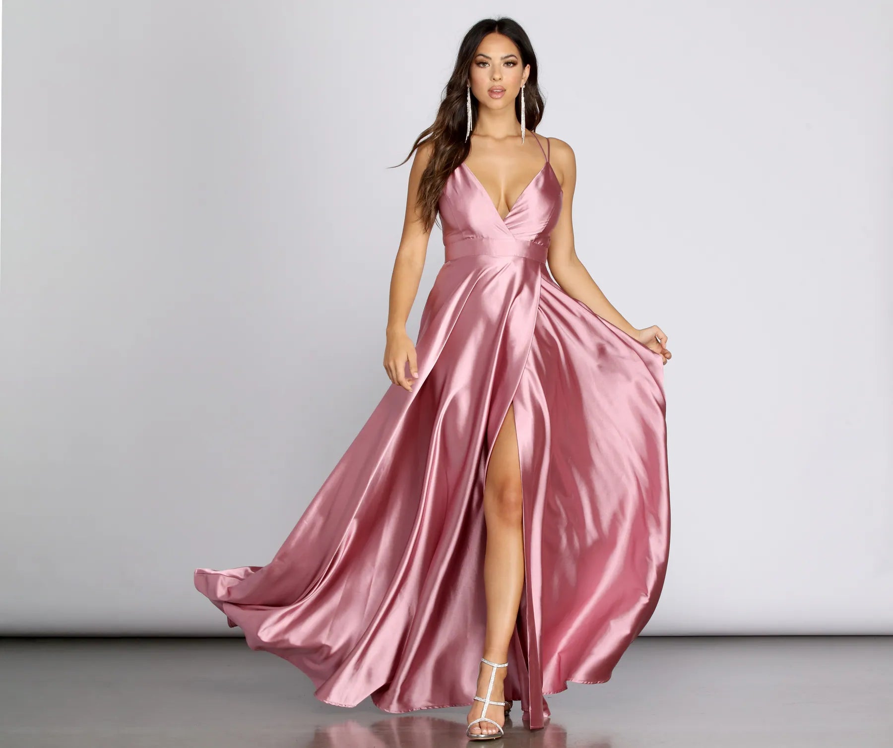 Women's Comfy Attire For Lounging Refined Simplicity Trinity Satin Formal Gown