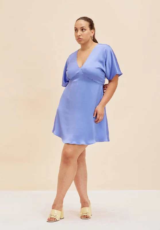 Women's Casual Clothing For Lounging Everyday Glamour Bettina Satin Minidress - BLUE