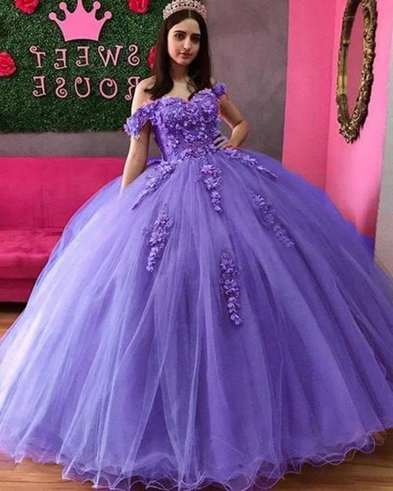 Fashionable Women's Casual Apparel Bold Silhouette Quinceanera Dresses 3D Applique Puffy Skirt Lace-Up Back Sweet 16 Party Dress Long Prom Gowns   cg18880