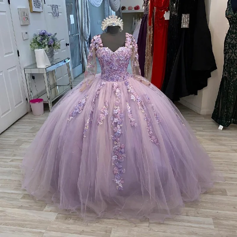 Women's Workout Clothing Flowing Silhouette Lavender Prom Ball Gown    cg18656