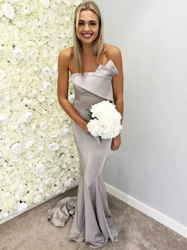 Affordable Women's Outfit Alluring Design Strapless Unique Bridesmaid Dresses, 2020 Popular Mermaid Long Bridesmaid Dresses