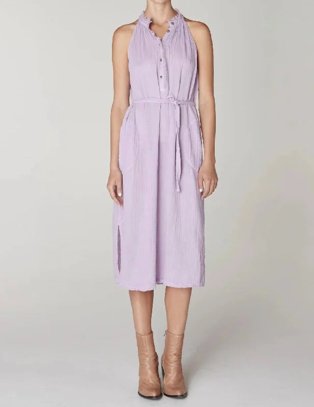 Women's Athletic Outfit Minimalist Chic Halter Midi Dress In Lavender