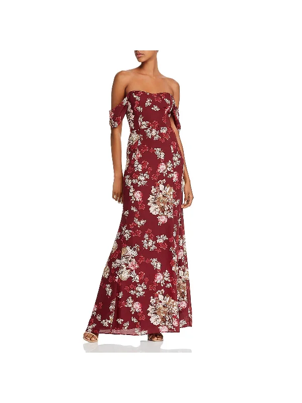 Women's Relaxed Clothes Nordic Minimalist Home Look Womens Floral Print Sweetheart Maxi Dress