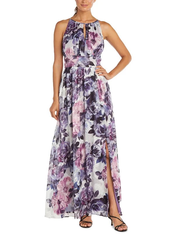 Women's Versatile Apparel Luxury Comfort Womens Floral Printed Halter Evening Dress