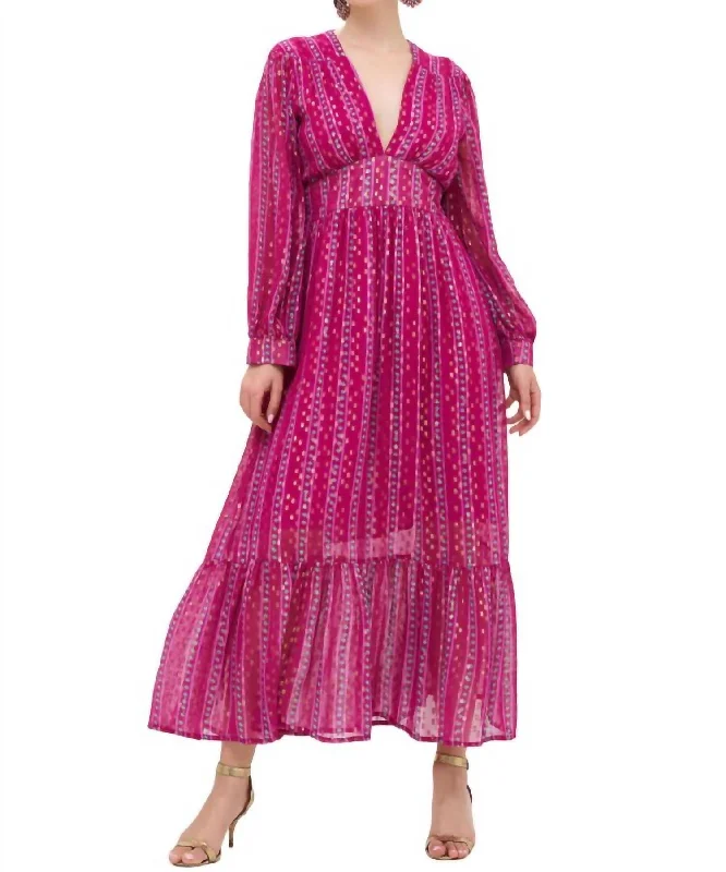 Women's Athletic Apparel Grab Romantic Date - Night Styles Now Tie Back Maxi Dress In Melrose Magenta