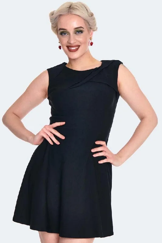 Sustainable Women's Clothing Refined Look Black Sleeveless Mini Flare Dress