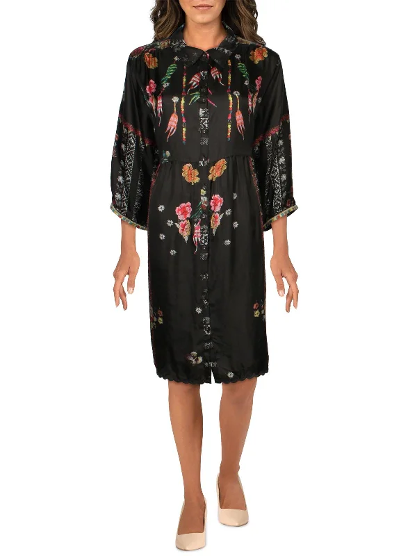 Women's Clothes Luxe Layering Womens Silk Floral Slip Dress