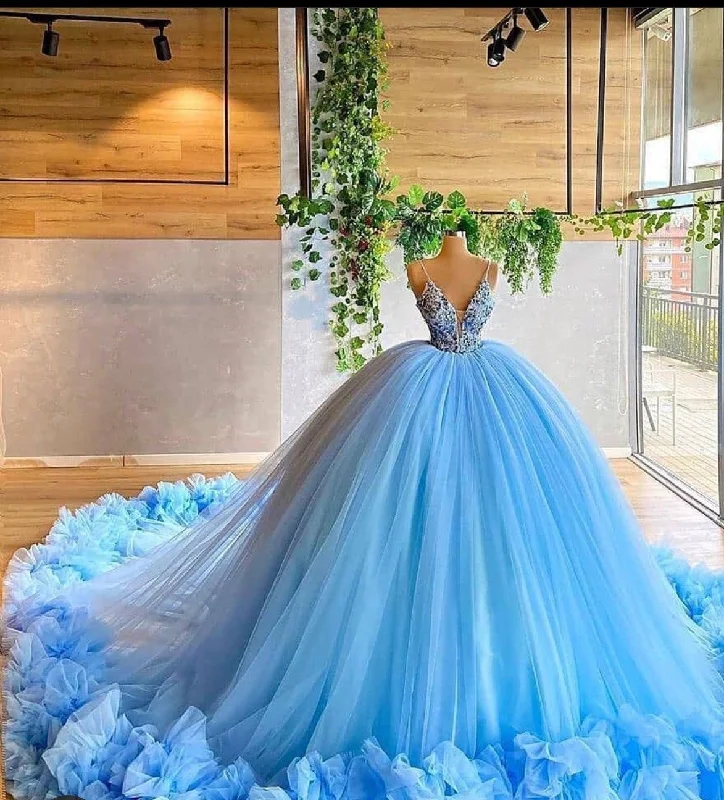 Women's Outfit Effortless Comfort Elegant blue Ball Gown Quinceanera prom Dress For Sweet 16    cg19728