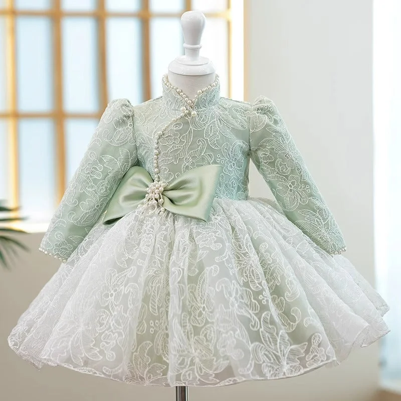 Affordable Luxury Women's Garments Great Deals On Ethnic Cultural Wear Baby Girl Long Sleeves Embroidery Princess Dress Toddler Christmas Party Dress